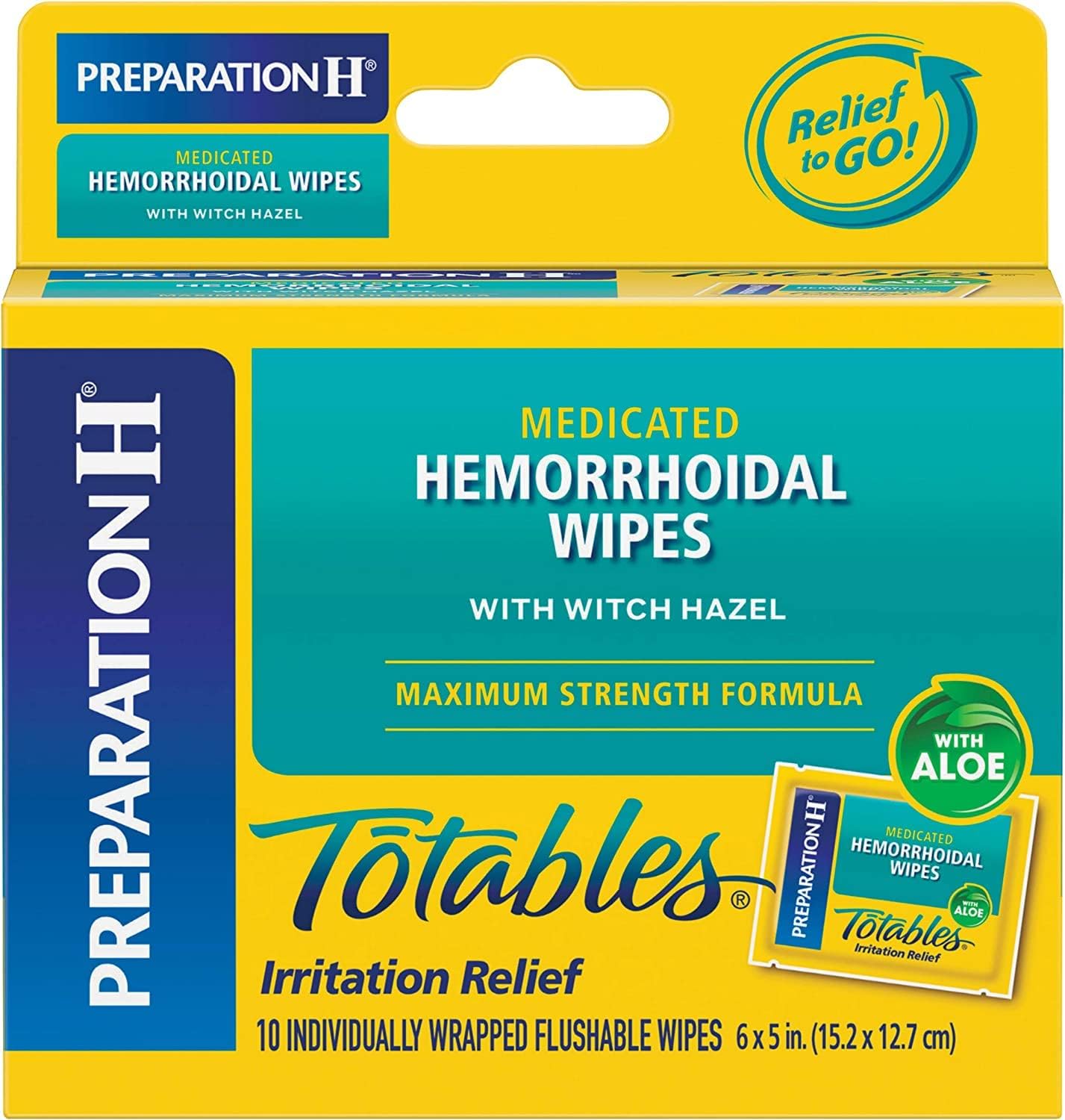 Totables, Hemorrhoidal Wipes with Witch Hazel 10 ea(Pack of 2)