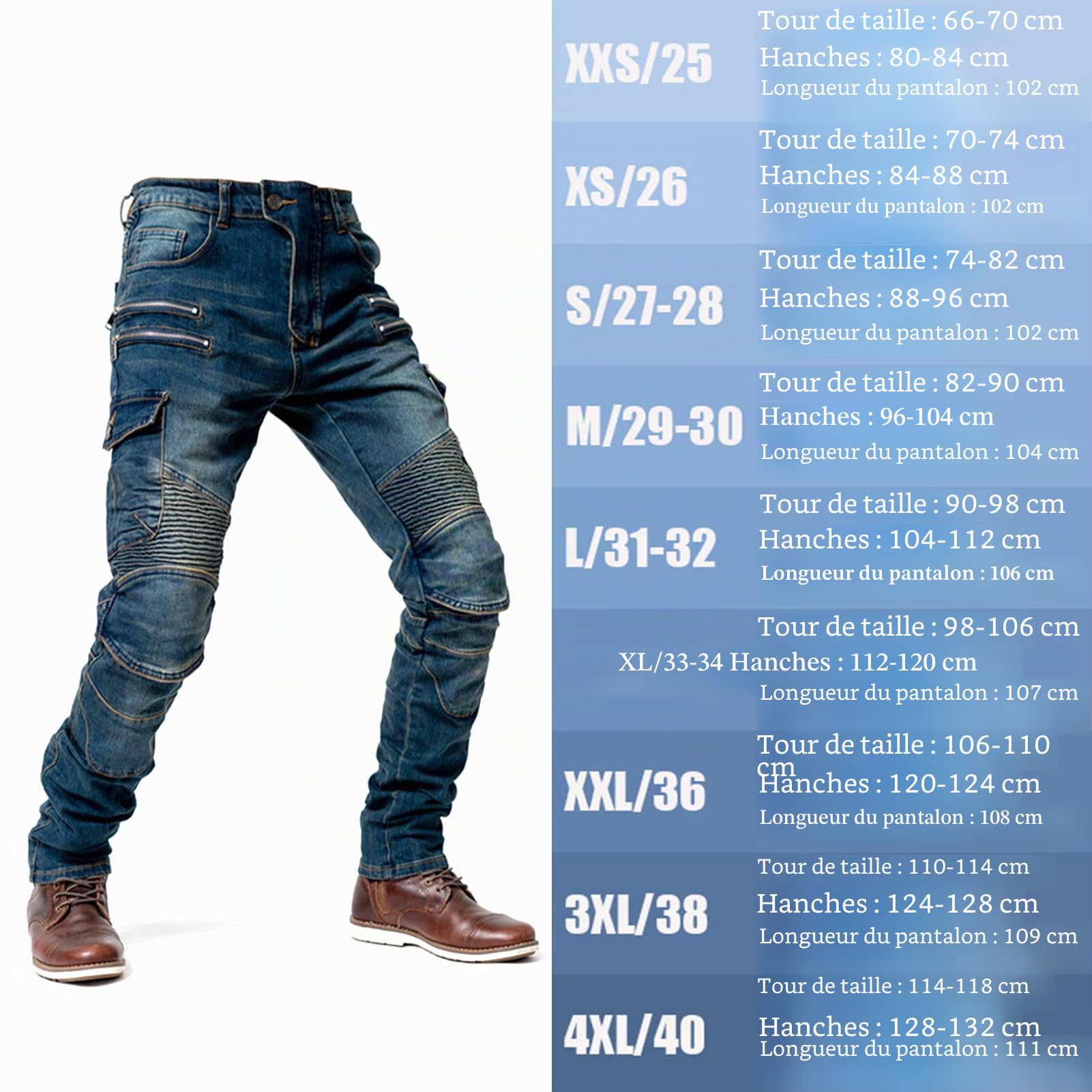 Pantalon de Moto en Denim pour Homme, Jean Droit avec 4 Types d’Équipement de Protection