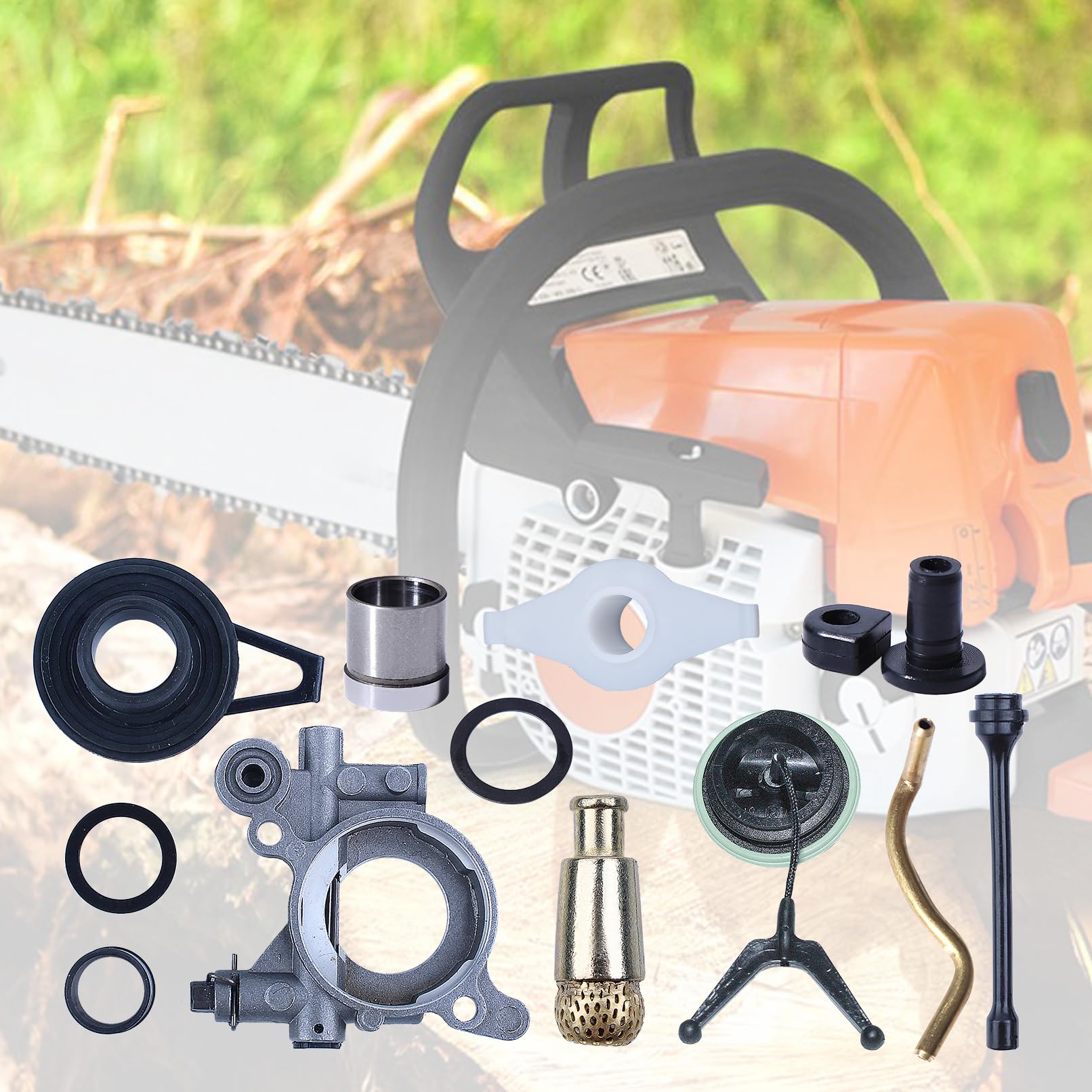 Pompa Olio per Husqvarna 362 365 371 372 385 390 Parti di Ricambio 503521305 50352130 Motosega,Pompa Olio Kit con Tiranteria Dell'acceleratore Tubo Dell'olio Rondella Maniglia