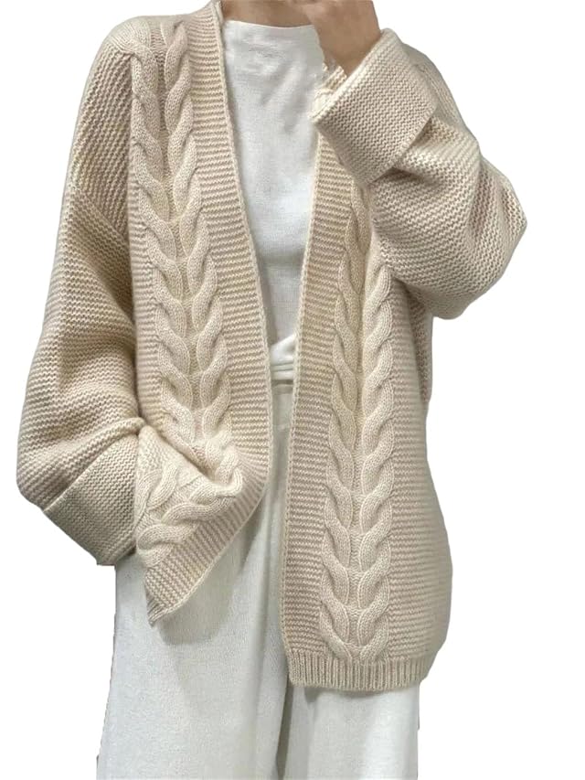 Fall Winter Cashmere Cardigan Womens V-Neck Heavy Padded Belt Long Knitted Coat Sweater Outside