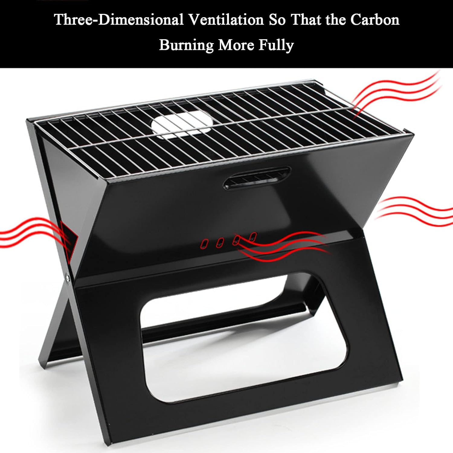 Portable Charcoal Grill, X Shape Foldable Charcoal Grill for Travel, Outdoor Cooking and BBQ, Camping Hiking Grill Picnic Patio Backyard Black 50 * 40 * 30cm