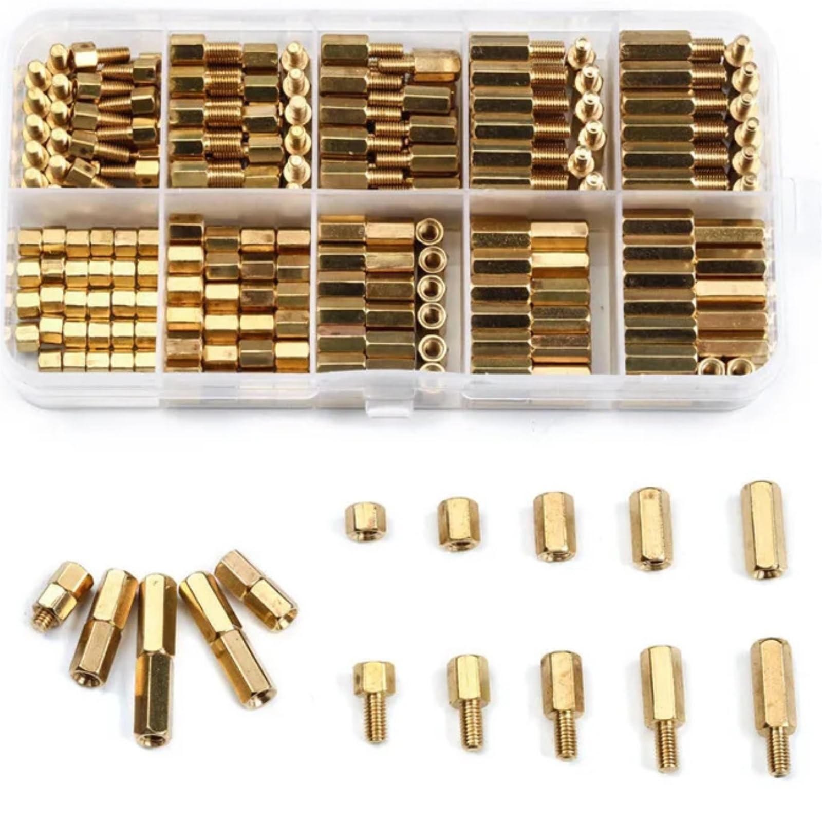 300Pcs Hex Head Screws Threaded Pillar Male/Female | M2/M3 Copper Pillar Brass Standoff Spacer P/C/B Circuit Board Stand Off Kit(300Pcs M3)