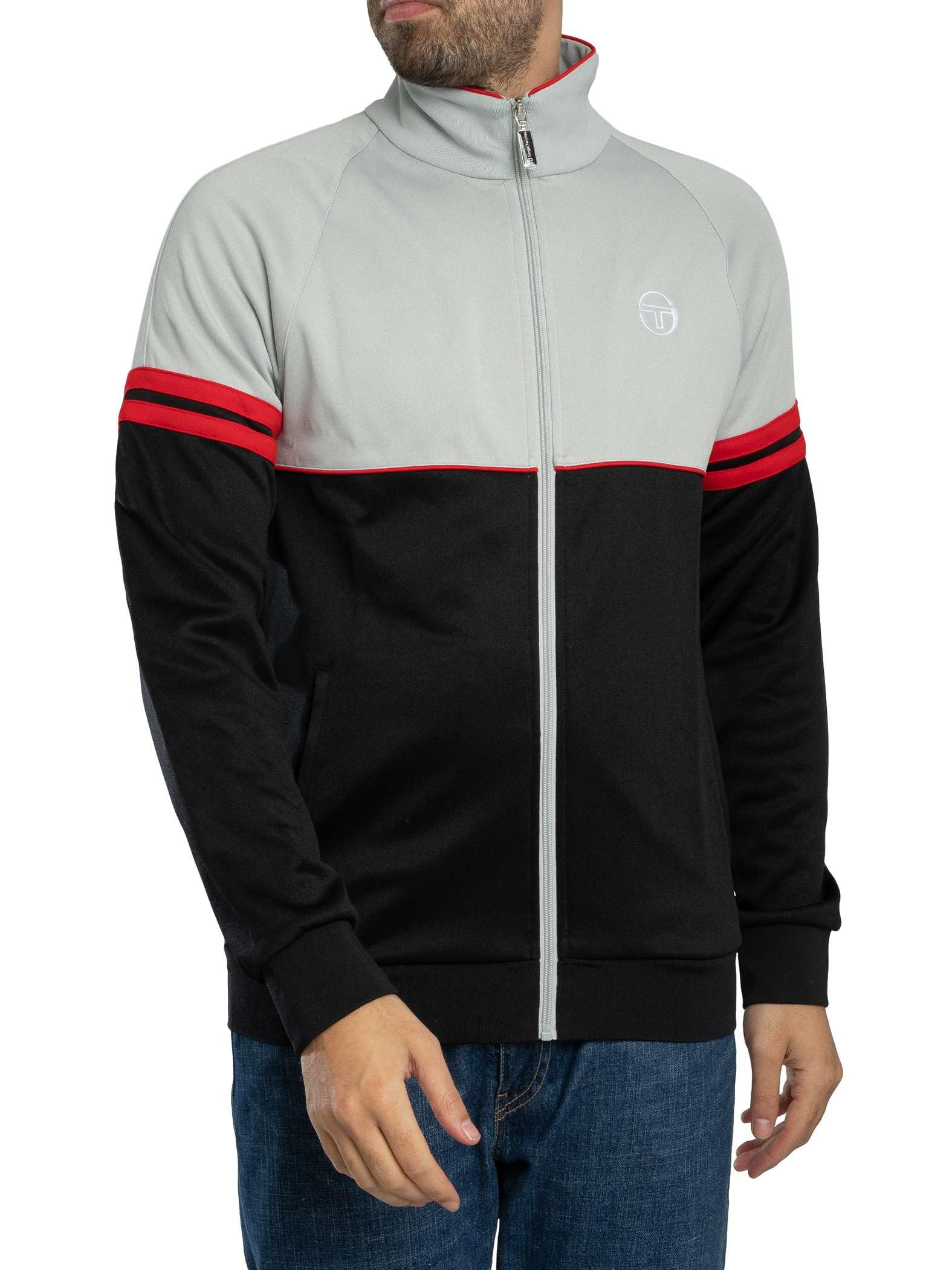 Sergio Tacchini Men's Grey/Black/Red Orion Track Jacket, M