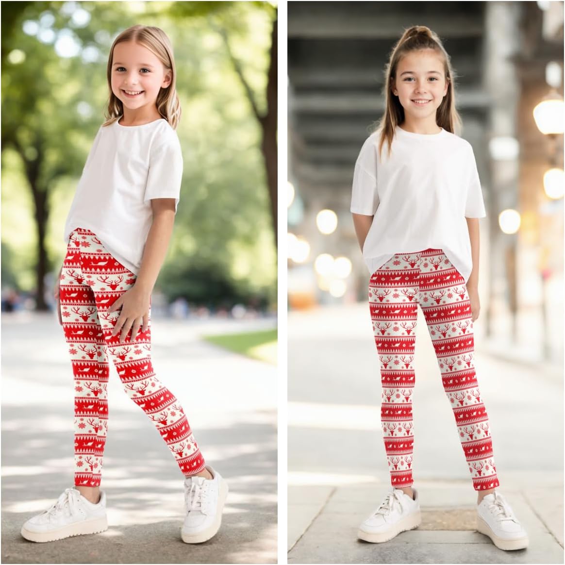 Pack of 3 Little Girls Printed Leggings for Halloween Christmas Athletic Long Pants Lightweight Activewear