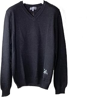 高級V首セーター 薄手 アルパカ100% ニット ユニセックス Mサイズ (無地) LAM Bolivia 黒 Black