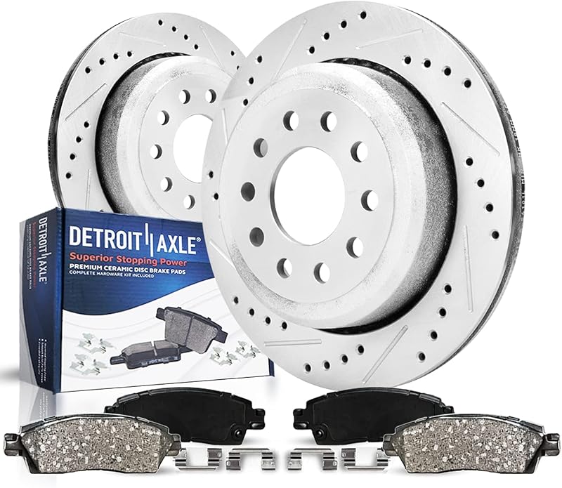 Kit de freio traseiro Detroit Axle com discos perfurados e ranhurados para Ram 4500/5500 2013–2024 – 15,35" (390 mm)