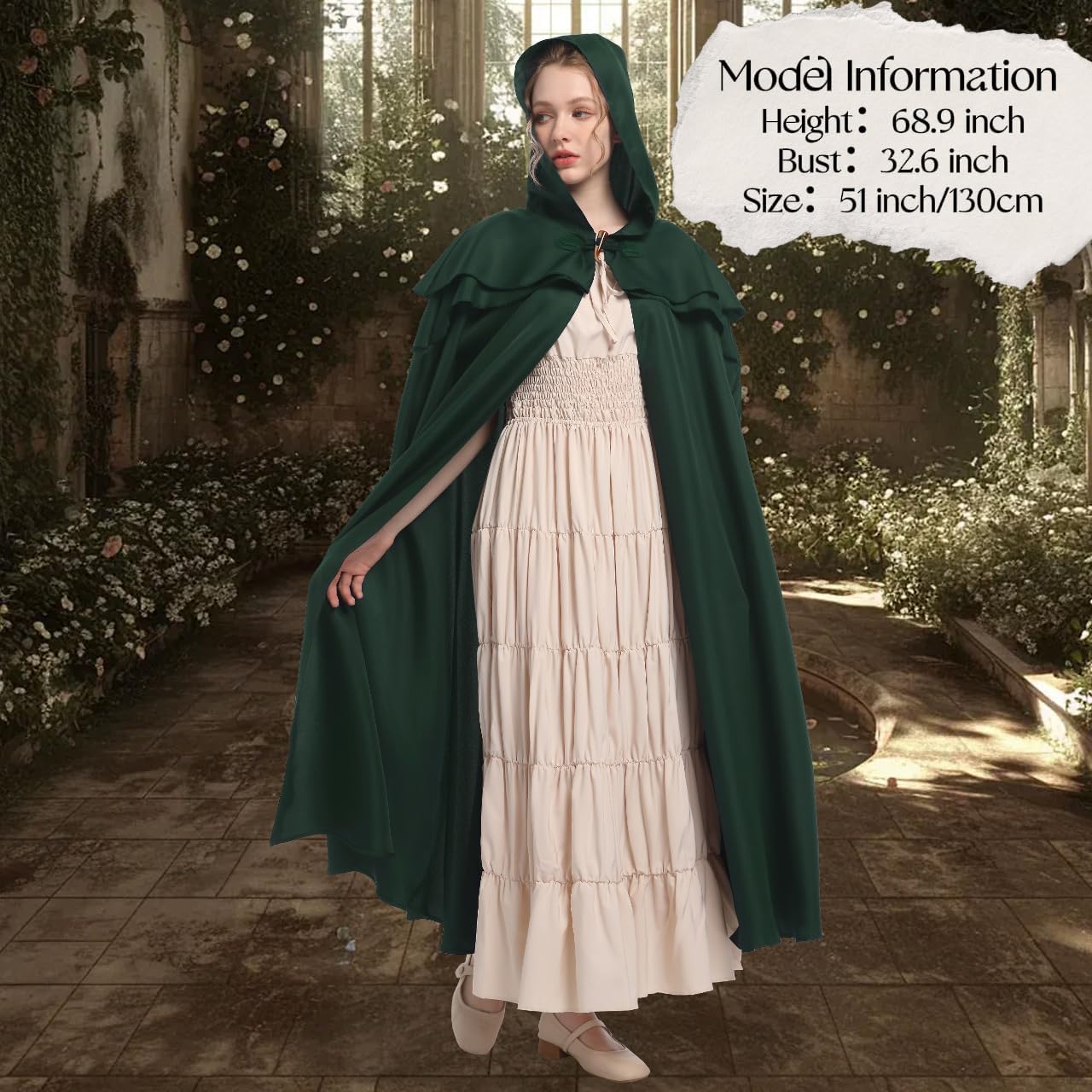 Renaissance Hooded Cloak for Women Men,Adult Medieval Cloak,Vintage Viking Cloak,Halloween Renaissance Costume - Image 6
