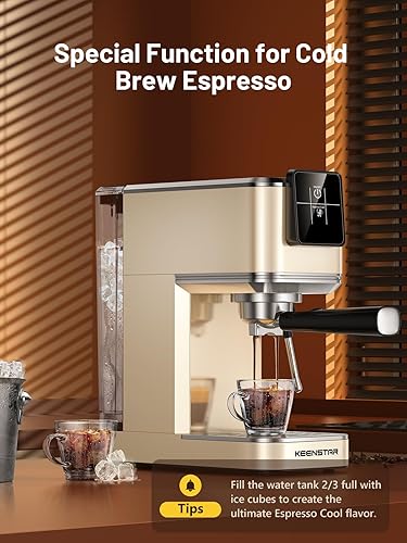 Miniatura 5 de KEENSTAR Máquina de café expreso de 20 bar con infusión rápida en frío, máquina de café caliente y helado, cafetera espresso con espumador de leche,
