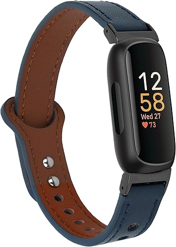Bandas de cuero compatibles con Fitbit Inspire 3 pulseras para mujeres y hombres, correa impermeable de repuesto de cuero genuino para reloj