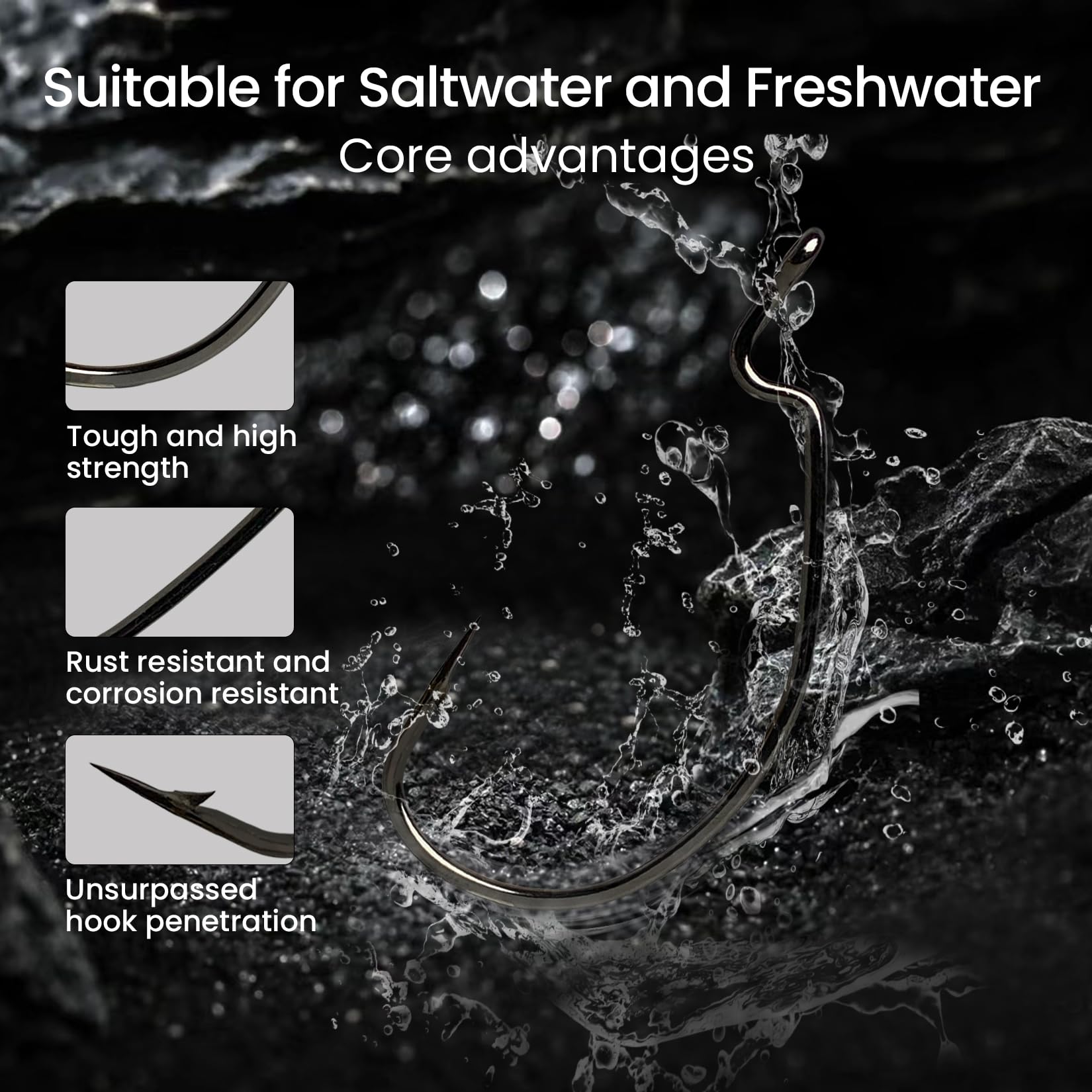 Pristis EWG Wurmhaken, Hartstahl, Schnabel-Offset-Angelhaken für Salzwasser, Süßwasser, Bulk-Angelhaken-Set Wurm, starke Widerhaken für Barsch, Zander, Moschus, Forelle, Wels, 25 Stück