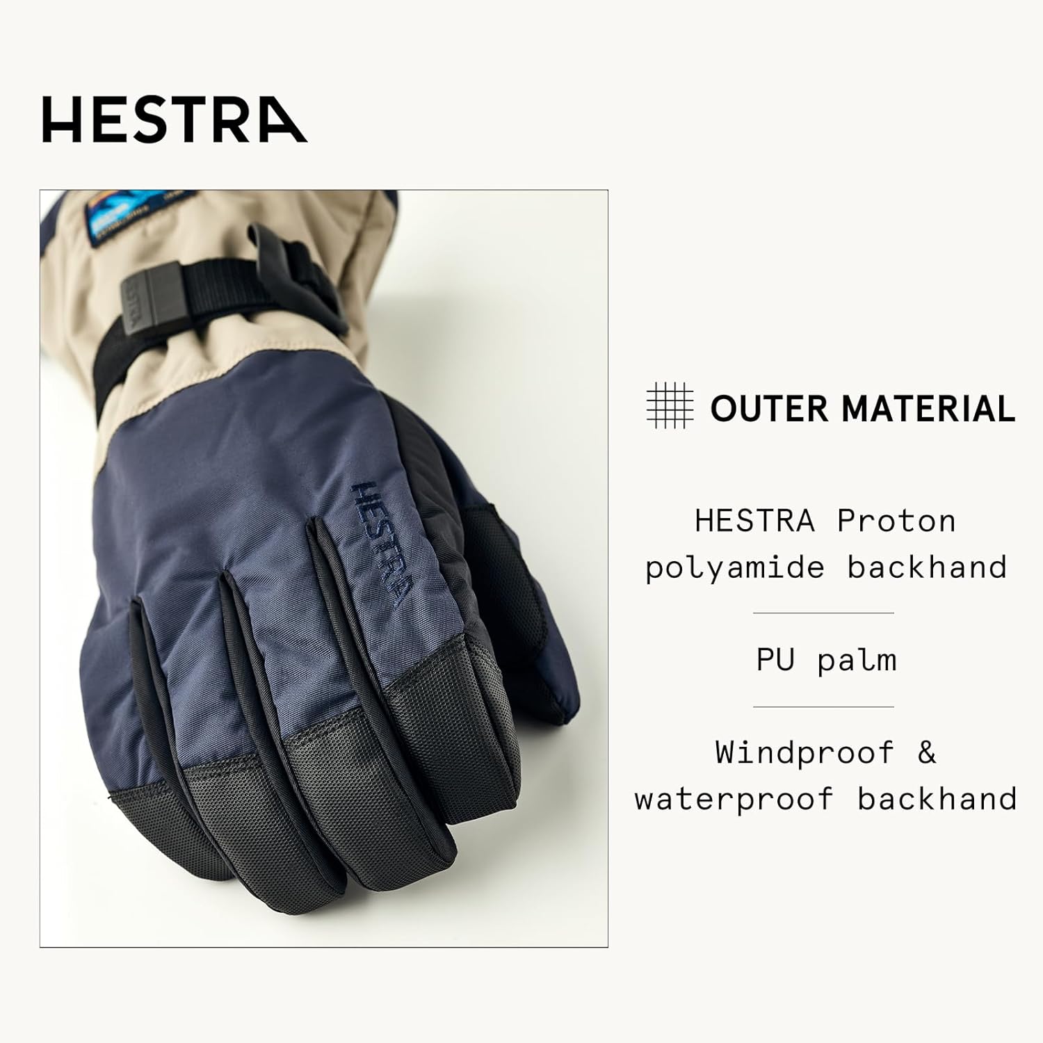 Hestra Unisex Gauntlet Sr 5-Finger Glove, Waterproof, Windproof Insulated Gloves for Skiing & Snowboarding, Men & Women - Image 3