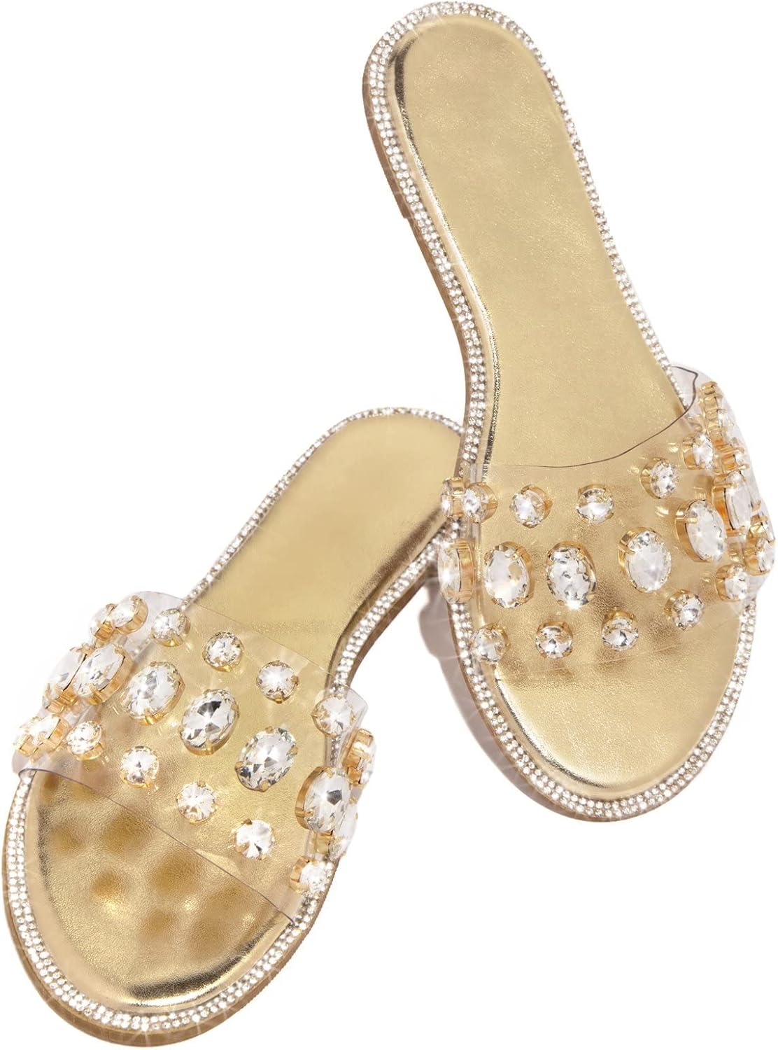 Liliana Women's Cute and Comfortable Rhinestone Flat Slides