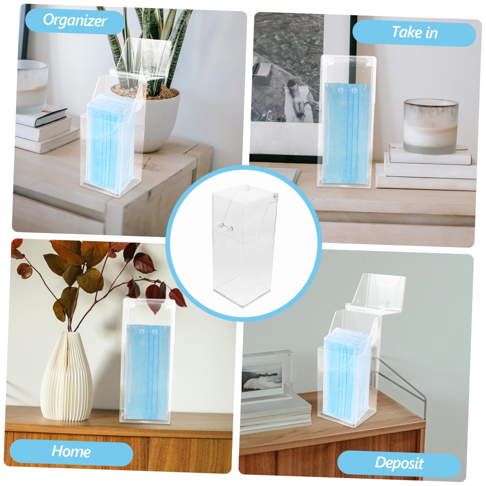 ULTECHNOVO 4pezzi Dispenser Per Guanti e Maschere Trasparente Da Montare Muro Contenitore Versatile Con Coperchio Protettivo Per Laboratori e Ambienti Professionali