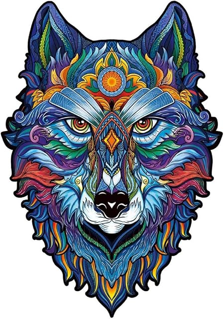 Prima Cumce Animal Wooden Jigsaw Puzzle (A4, 21 x 29.7 cm) - Wolf Jigsaw - Unique & Enchanting Wooden Jigsaw Puzzles for Adults & Kids Family(Wolf)
