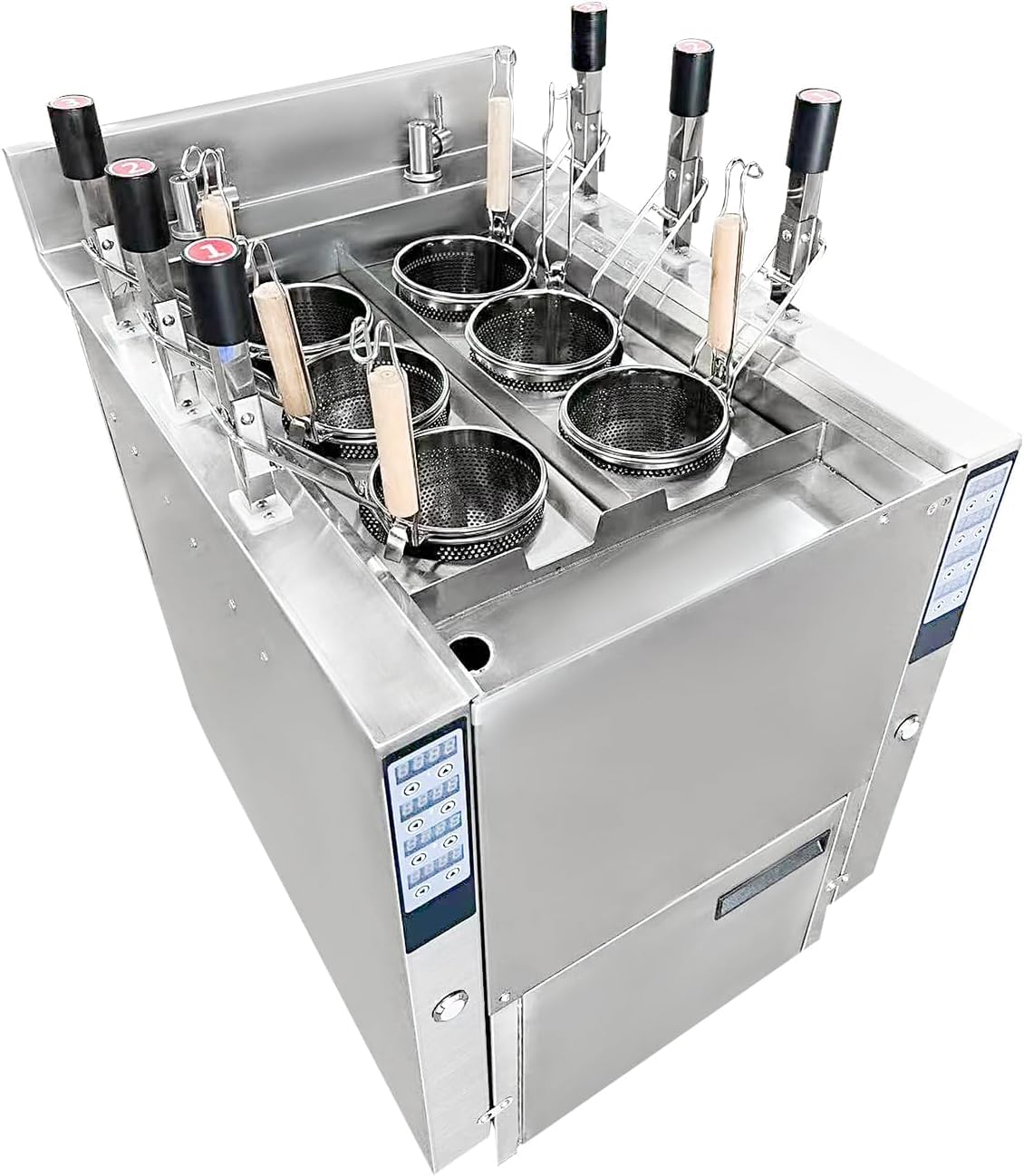 Cuocispa Automatico con 6 Cestelli - Macchina per Ramen E Noodles, Riempimento Automatico Dellacqua, Controllo Termostatico, Ideale per Ristoranti, Food Truck, Attrezzature per Cucine