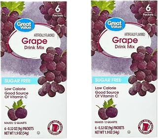 Drink Mix Bundle - 2 Pitcher Size Boxes with 6 Pitcher Packets Per Box - Low Calorie Flavorful Water Powder (2 Container Bundle, Grape)