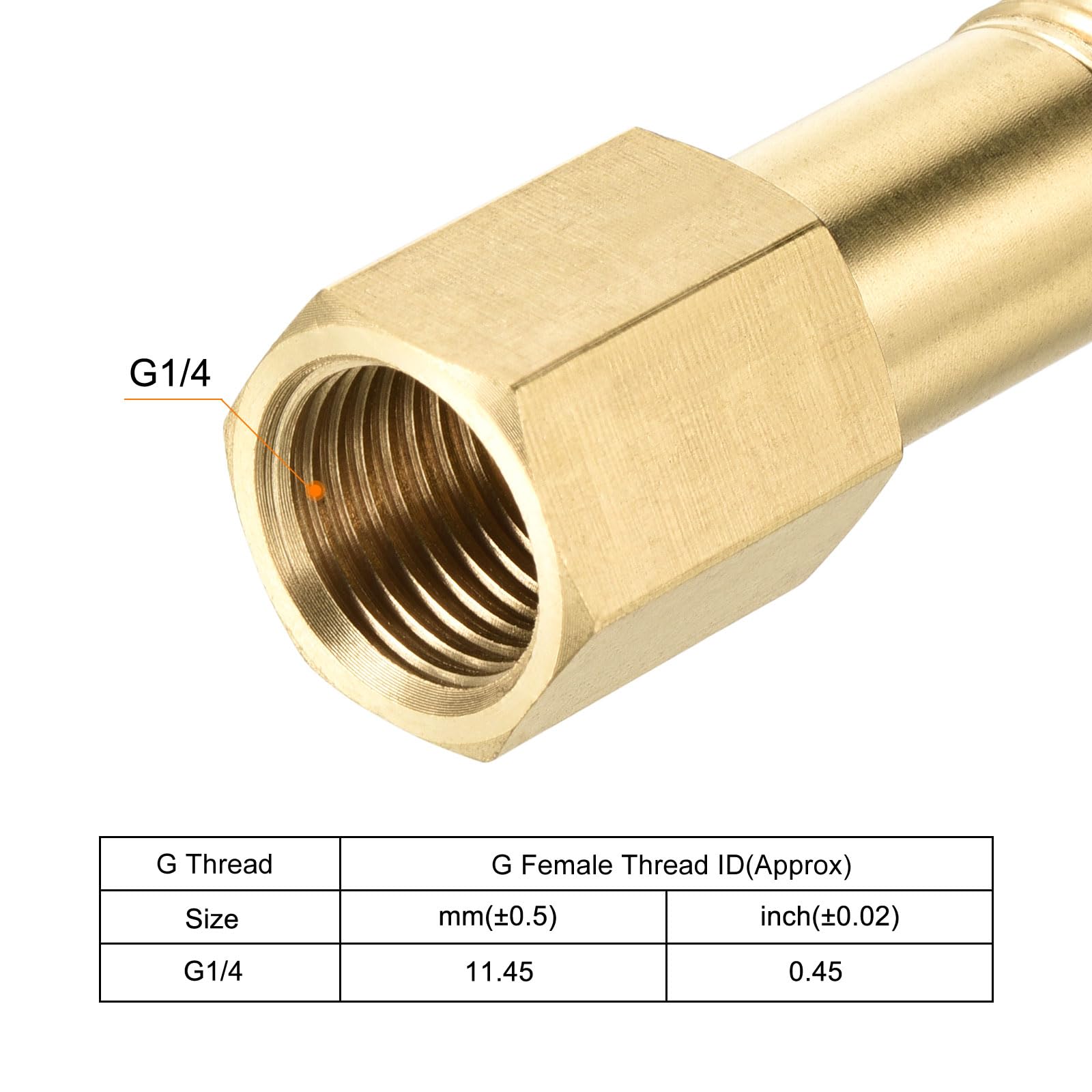 sourcing map 2 sztuki mosiężnych rur złącze śrubowe G1/4 gwint wewnętrzny na gwint zewnętrzny G1/4 adapter 50 mm długość złączka przedłużająca sześciokątna złączka rurowa