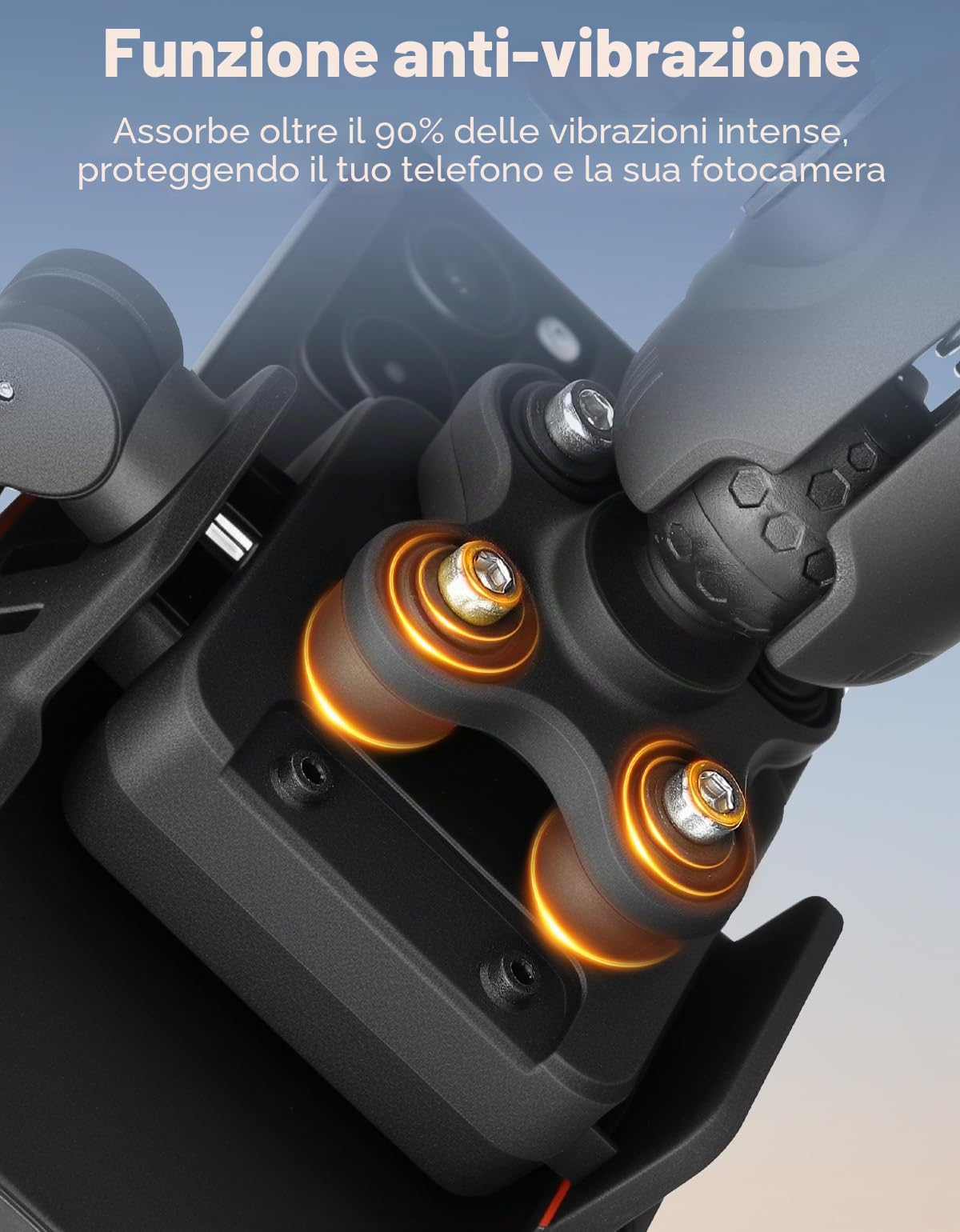 KEMIMOTO Supporto Telefono Moto, Porta Cellulare Moto con Antivibrazione e Antifurto, Porta Telefono Ruotabile a 360 per Motociclo, Scooter, Bici, ATV, Adatto per 4,7"-7,2" Smartphones