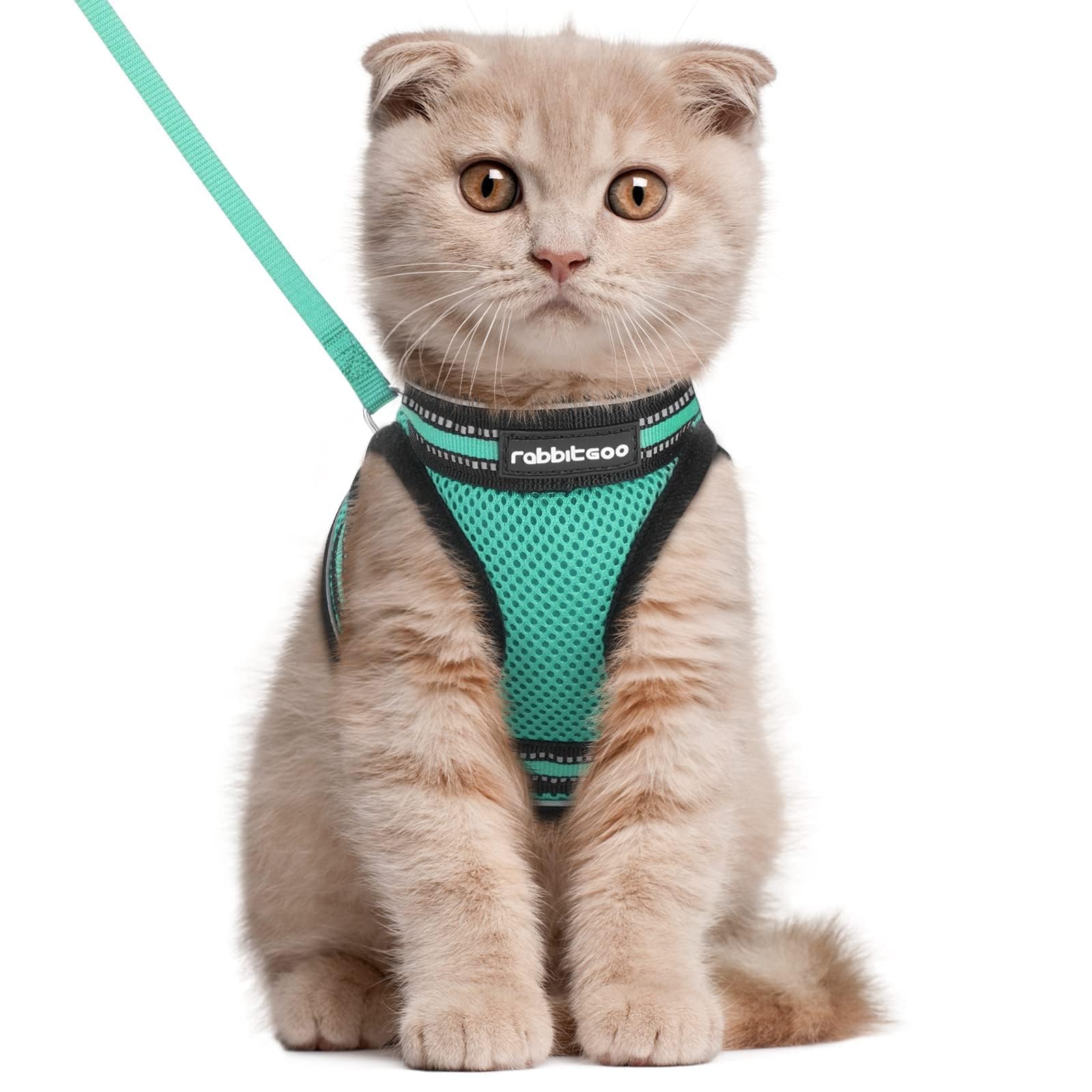 rabbitgoo Cat Harness and Leash Set for Walking Escape Proof, Adjustable Soft Kittens Vest with Reflective Strip for Cats, Comfortable Outdoor Vest, Black, Small — view 13