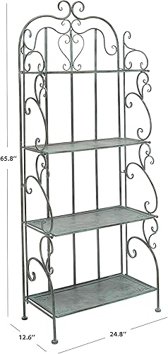 Miniatura 9 de SAFAVIEH Outdoor Collection Tyrique - Estantería victoriana de hierro forjado de 4 niveles, color verde oscuro antiguo