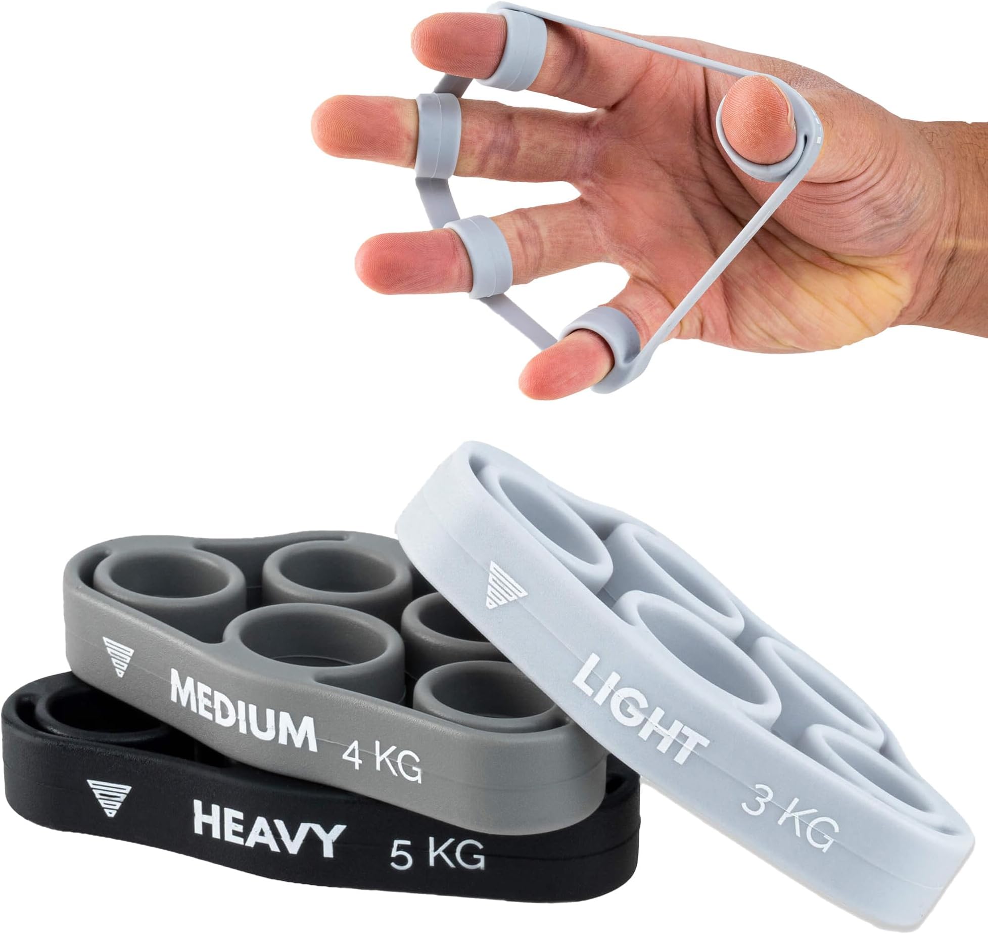 GORNATION Finger Strength Trainer, 3-Level Hand & Grip Strengthener for Fitness, Calisthenics, Climbing & Rehabilitation, Portable Finger Resistance Bands for Strength Training, Finger Expander