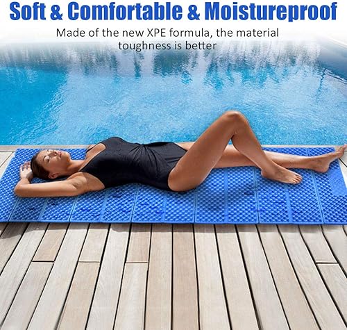 Miniatura 3 de Luqeeg Alfombrilla de espuma ultraligera para dormir, impermeable para camping, espuma al aire libre, alfombra de camping plegable para playa,