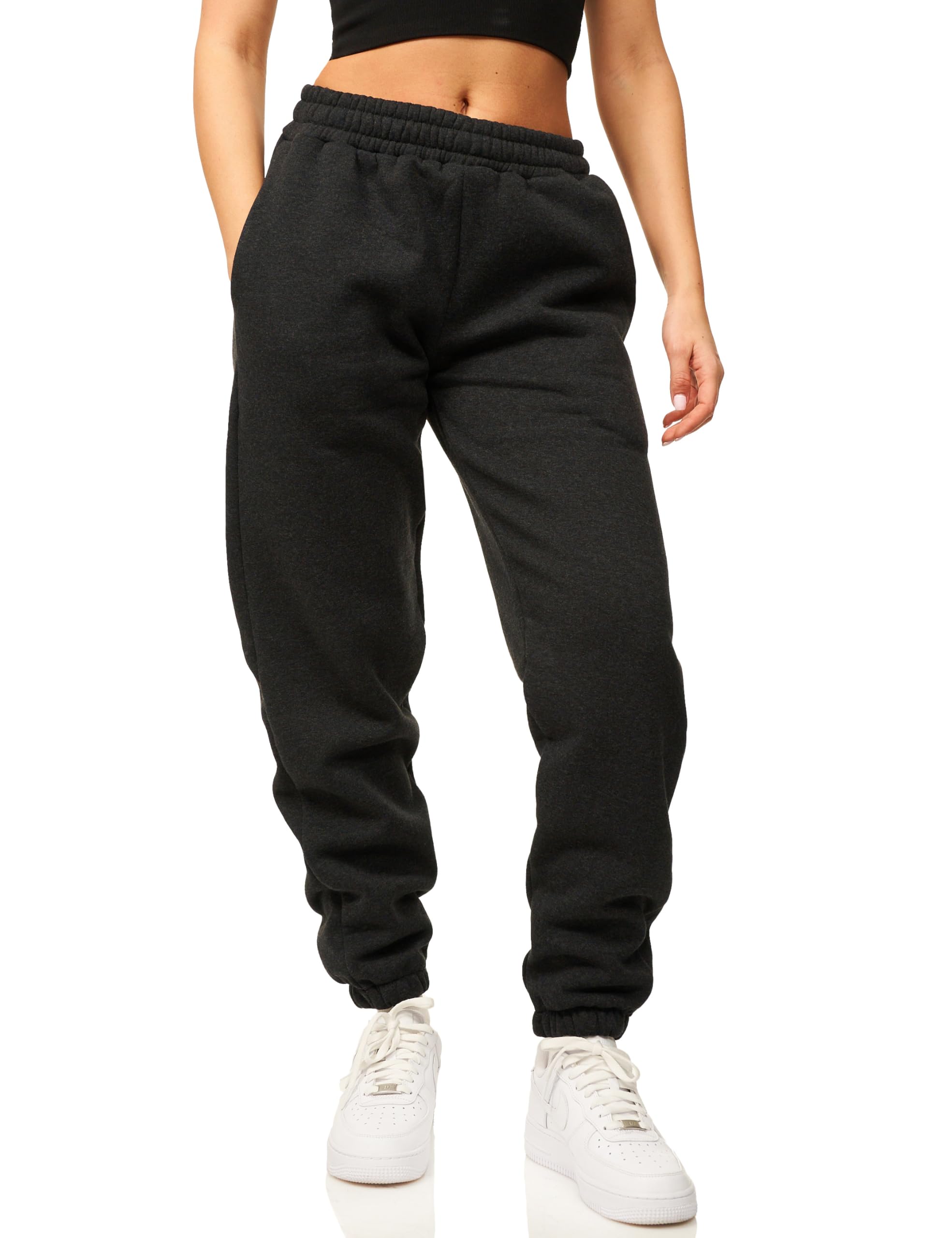 DAILY COTTON Damen Jogginghose aus Baumwolle - Sporthose im Straight-Fit mit Bündchen - Lange Sweatpants Trainingshose - Freizeithose für Frauen