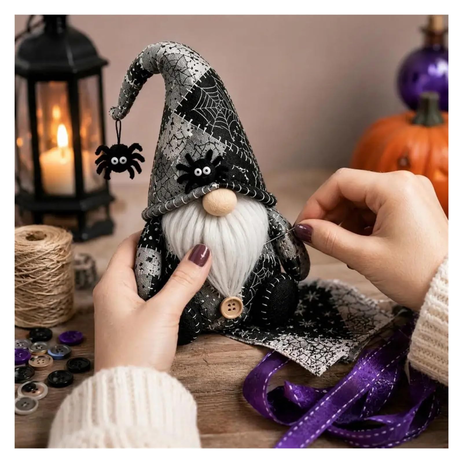 kit de tela para acolchar diy Kit De Patchwork Bricolaje Gnomo Halloween | Proyecto de costura diy con accesorios de tela precortados lindo for adultos(E)