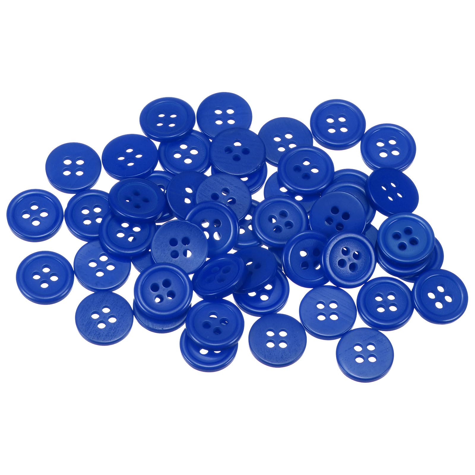 QUARKZMAN 100 Stück Blau Knöpfe 12,5 mm Große Nähknöpfe 4 Löcher Harz Runde Bastelknöpfe Ersatzknöpfe für Mantel Kleidung Jacke Hemden Blazer DIY Handwerk Scrapbooking Dekoration