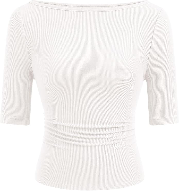 PRETTYGARDEN Womens Boat Neck Basic Short Sleeve Tops PRETTYGARDEN Womens Boat Neck Basic Short Sleeve Tops - Create a Striking Office Look with Simple Pieces
