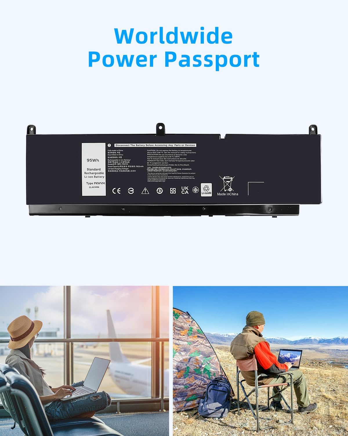 95WH PKWVM Laptop Battery Replacement for Dell Precision 7550 7560 7750 7760 P44E P93F P44E001 P44E002 P93F001 P93F002 C903V CR72X 17C06 0CR72X 0447VR 068N03 High Performance