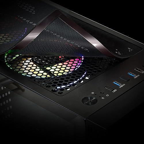 Vista 31 de Bgears b-Optillusion (ventiladores no incluidos) Funda ATX para juegos para PC, panel frontal ARGB con ilusión óptica especial, lado de vidrio