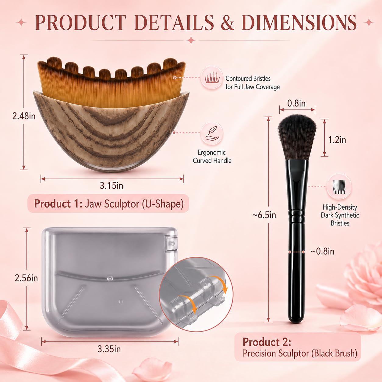Lymphatic Contour Face Brush with Mask Brush, Lymphatic Drainage Massager, Natural Makeup Brushes with Durable Soft Bristles for Skin Precisely and Relieve Fatigue