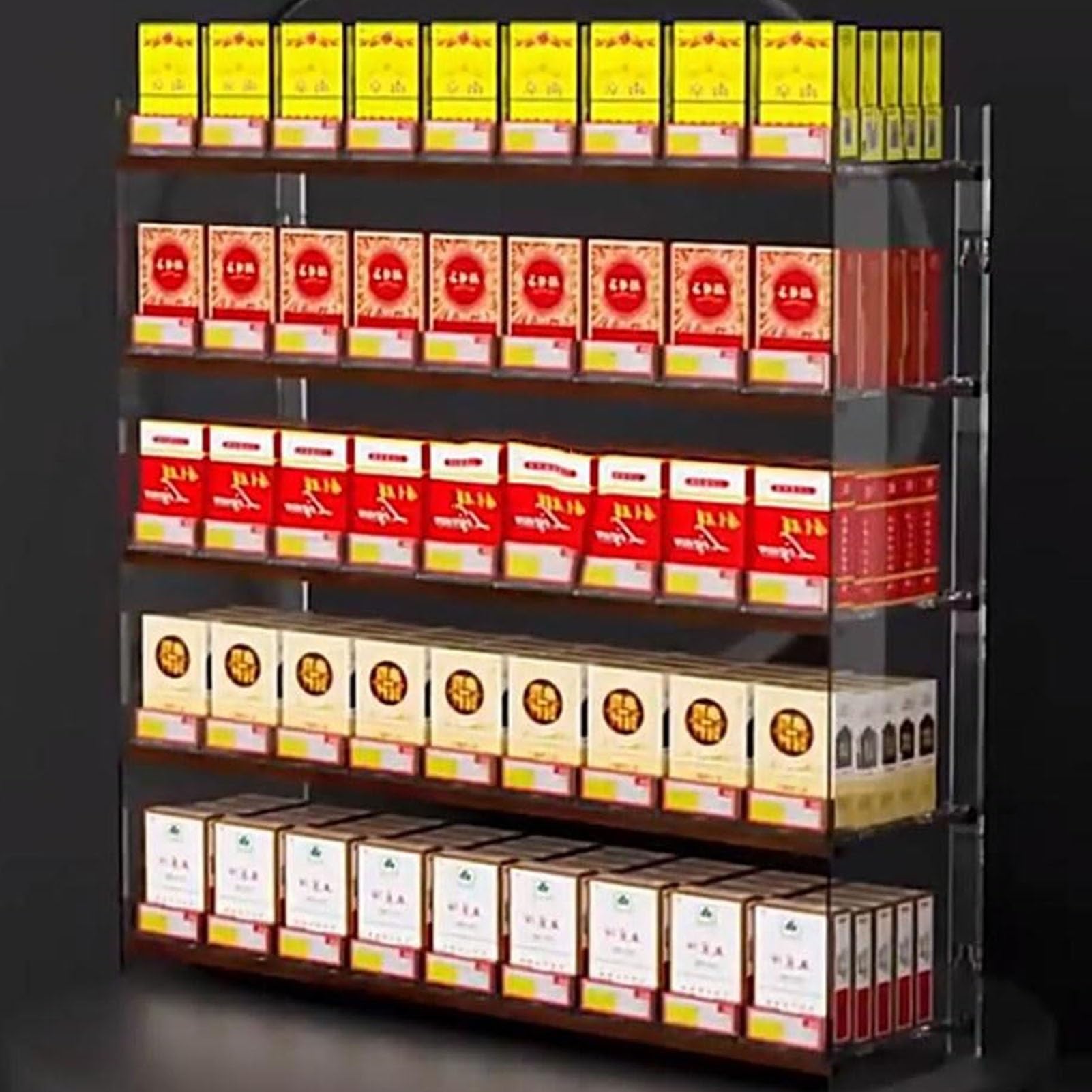 Présentoir à cigarettes à poussoir automatique pour l'aménagement de vitrines