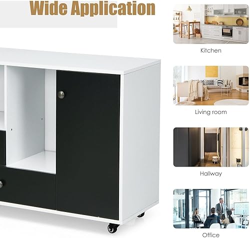 Miniatura 6 de RHSH Soporte para impresora gabinete lateral para archivadores almacenamiento de archivos soporte grande para impresora con 2 cajones y estantes