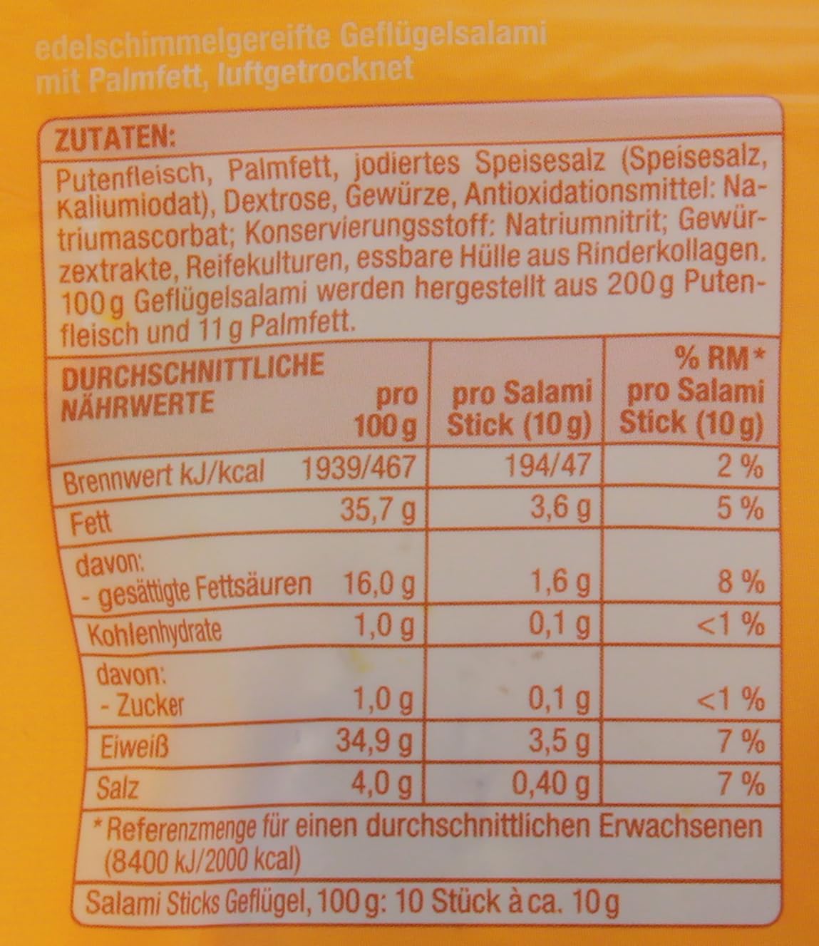 EDEKA Gut & Günstig Salami Sticks Geflügel, 8er Pack (8 x 100g)