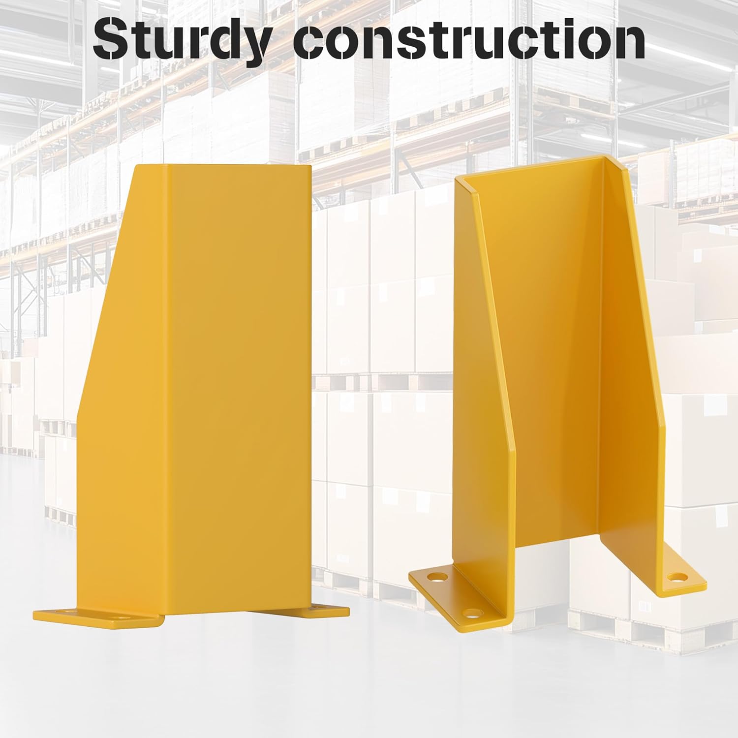 Nisorpa Pallet Rack Post Protectors, 12" Pallet Racking Guards with Hardware U Shape Safety Yellow Pallet Edge Protectors Set of 2