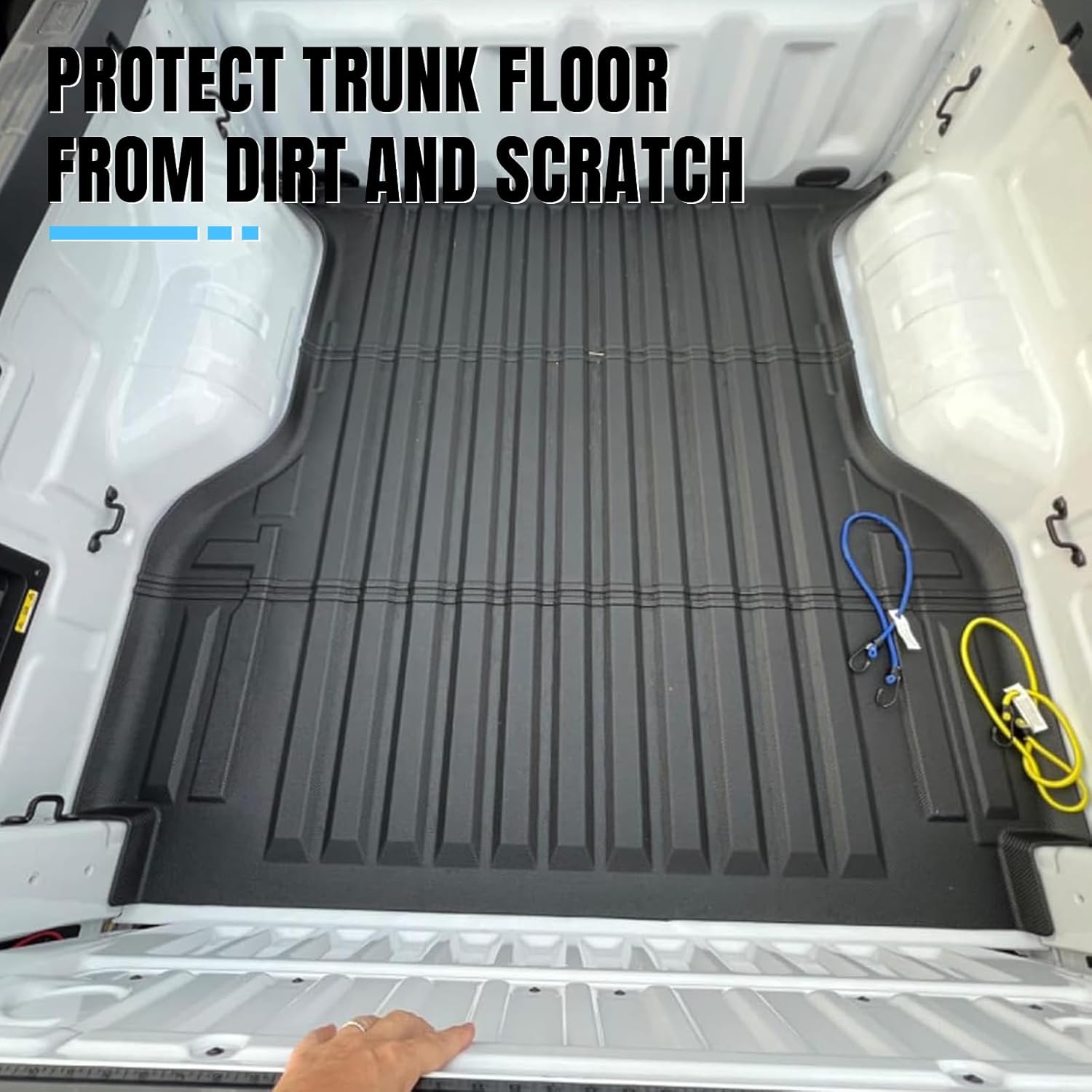 FREEMOTOR802® 3D TPE Pickup Truck Bed Mat, Compatible with 2019-2023 Ford Ranger Super Crew Cab 5Ft Short Bed, All Weather Black Rear Trunk Cargo Floor Liner Protector Guard Cover
