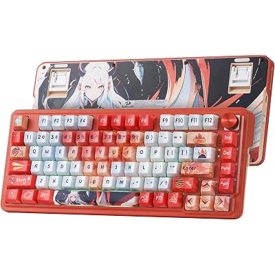 Redragon K673 PRO SE 75% 81 Keys Wireless Gasket RGB Gaming Keyboard, 3-Mode Anime Mechanical Keyboard w/Hot-Swap Socket, Dedicated Knob Control & 5-Layer Noise Dampening, Custom Hi-Fi Linear Switch