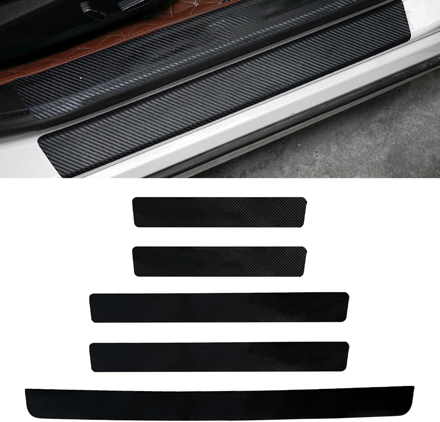 Woniyal Carbon Fiber Door Sill Protector per Audi A4 Kombi (Avant) 2015-2025 (B9), Automotive Scuff Plate Guard Entry Threshold Stickers Trim 5PCS