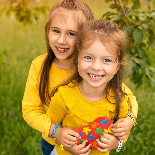 Miniatura 5 de Chivao Paquete de 36 pulseras de conciencia sobre el autismo, unisex, piezas de rompecabezas de silicona, pulseras motivacionales de silicona con