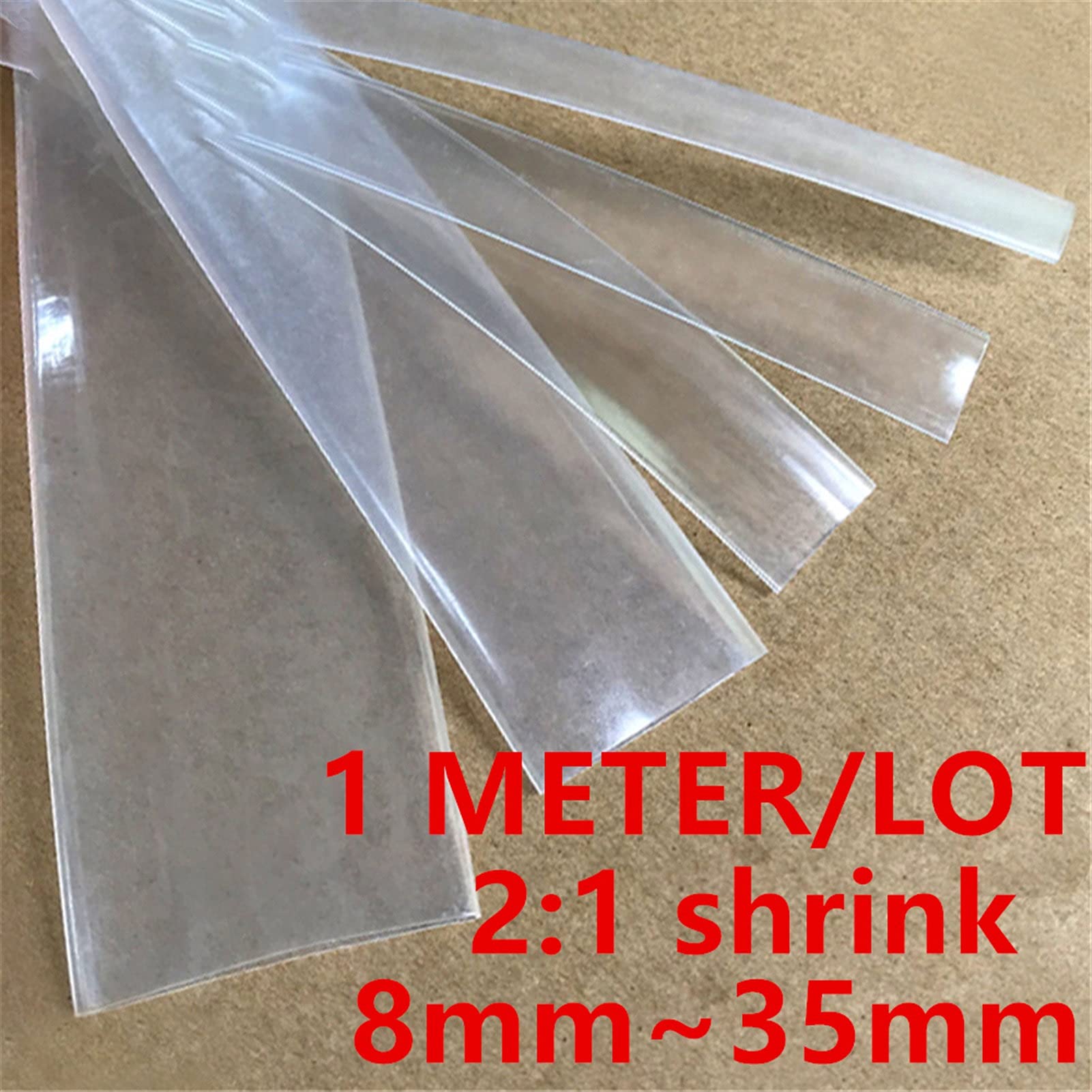1 Meter Schrumpfschlauch, 2:1, 8 mm – 40 mm, transparente, klare Wickeldraht-Kits(35 mm)