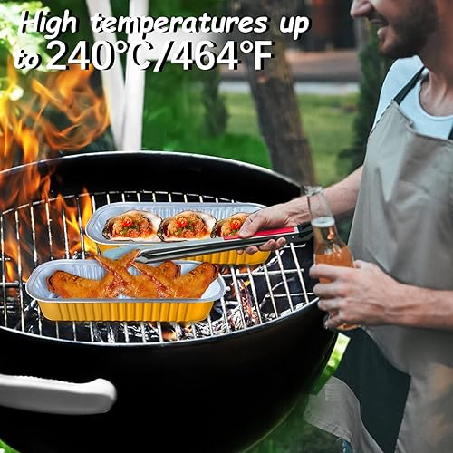 Miniatura 4 de JOYKLE Mini moldes para tartas con tapas, mini moldes para hornear, tazas largas de papel de aluminio, paquete de 50 mini moldes para pan con tapas,