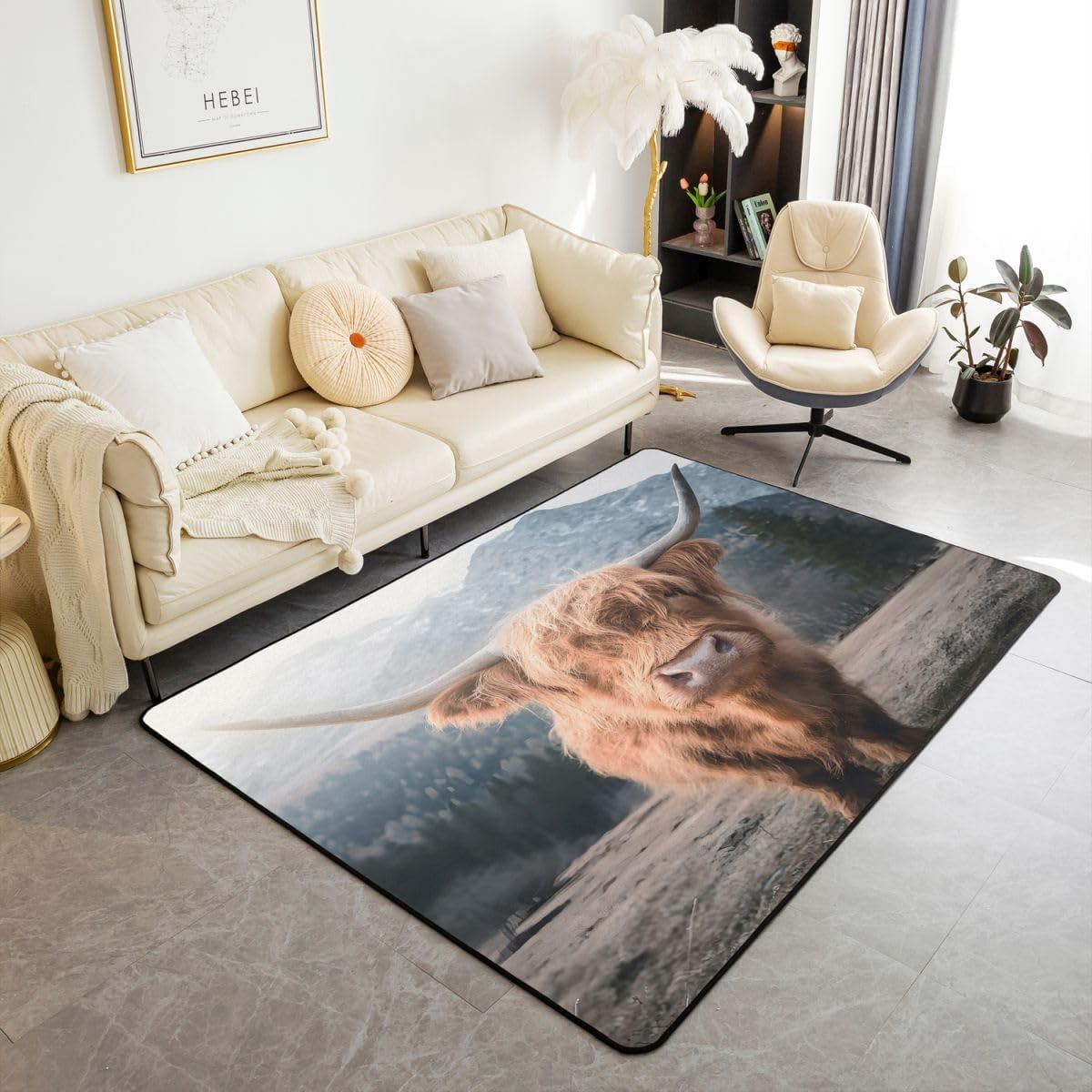 Erosebridal Firefighting Truck Area Rug 5x7, Fire Truck Rug for Kids Teens Boys, Cartoon Emergency Rescue Vehicle Carpet for Bedside, Red Blue Fire Hydrant Roadblock Washable Accent Rug