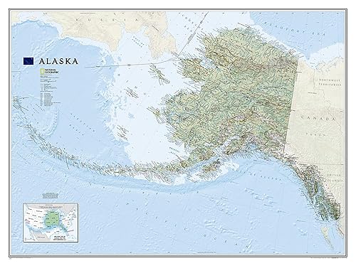 National Geographic Alaska Wall Map - Laminated (40.5 x 30.25 in) (National Geographic Reference Map)