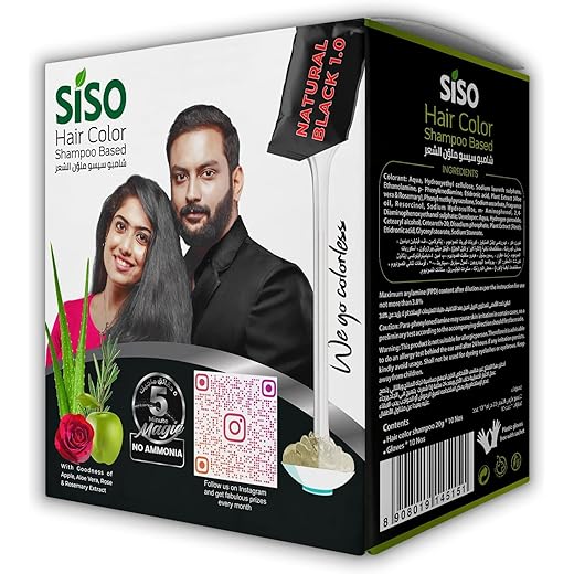 Siso Hair Color 20g Natural Black 100 Grey Coverage