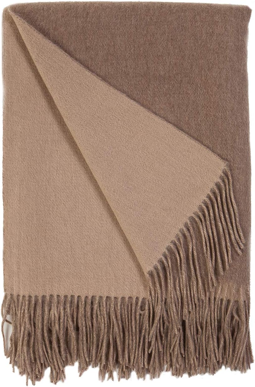 Alashan 95% Merino 5% Cashmere Double Face Classic Throw - Coral & Pink Sands
