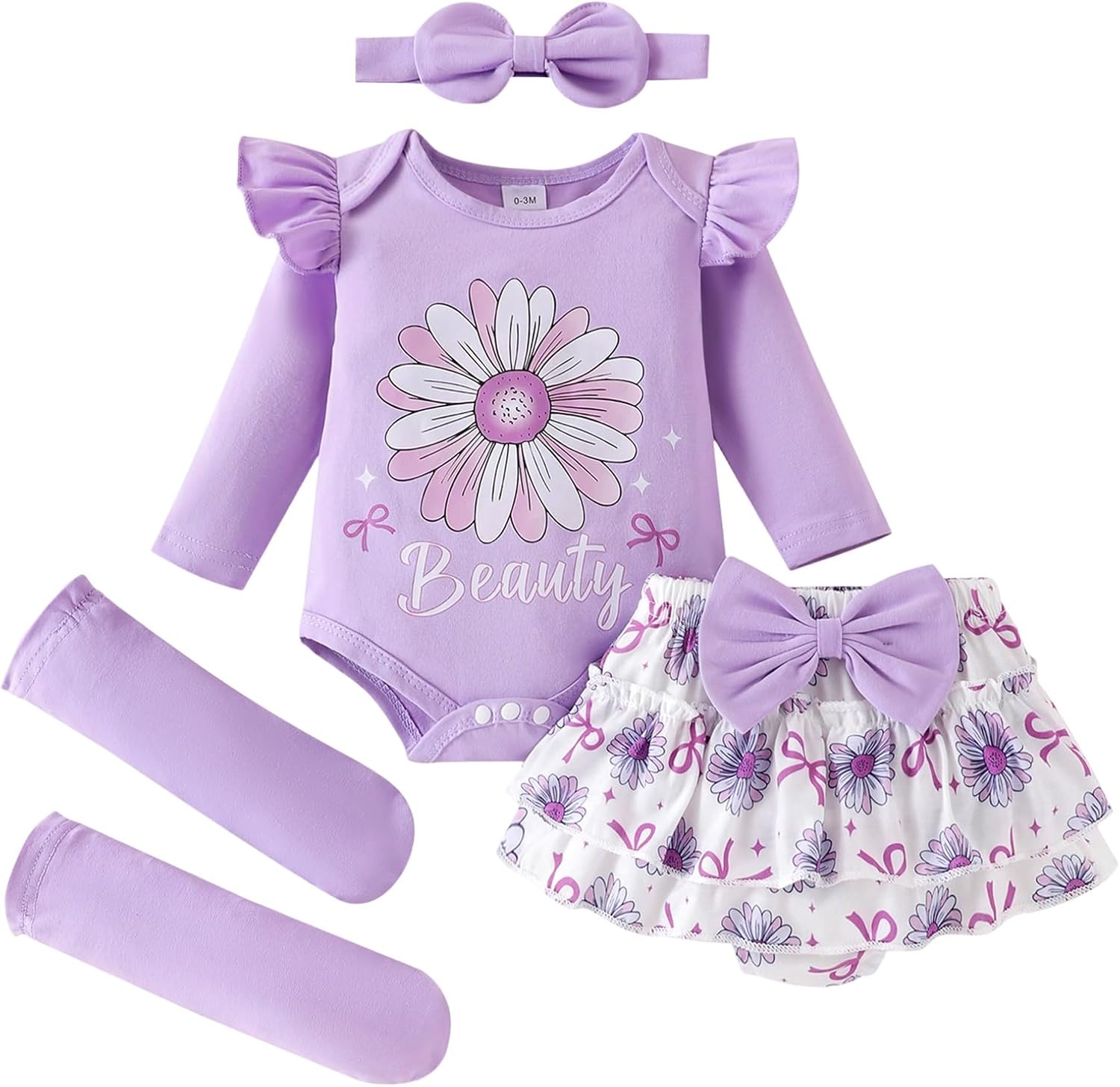 Baby Girl Clothes Newborn Ruffle Romper + Infant Flower Shorts Fall Outfits + Cute Headband + Leg Warmers 0-18 Months Baby Girl Clothes Newborn Ruffle Romper + Infant Flower Shorts Fall Outfits + Cute Headband + Leg Warmers 0-18 Months