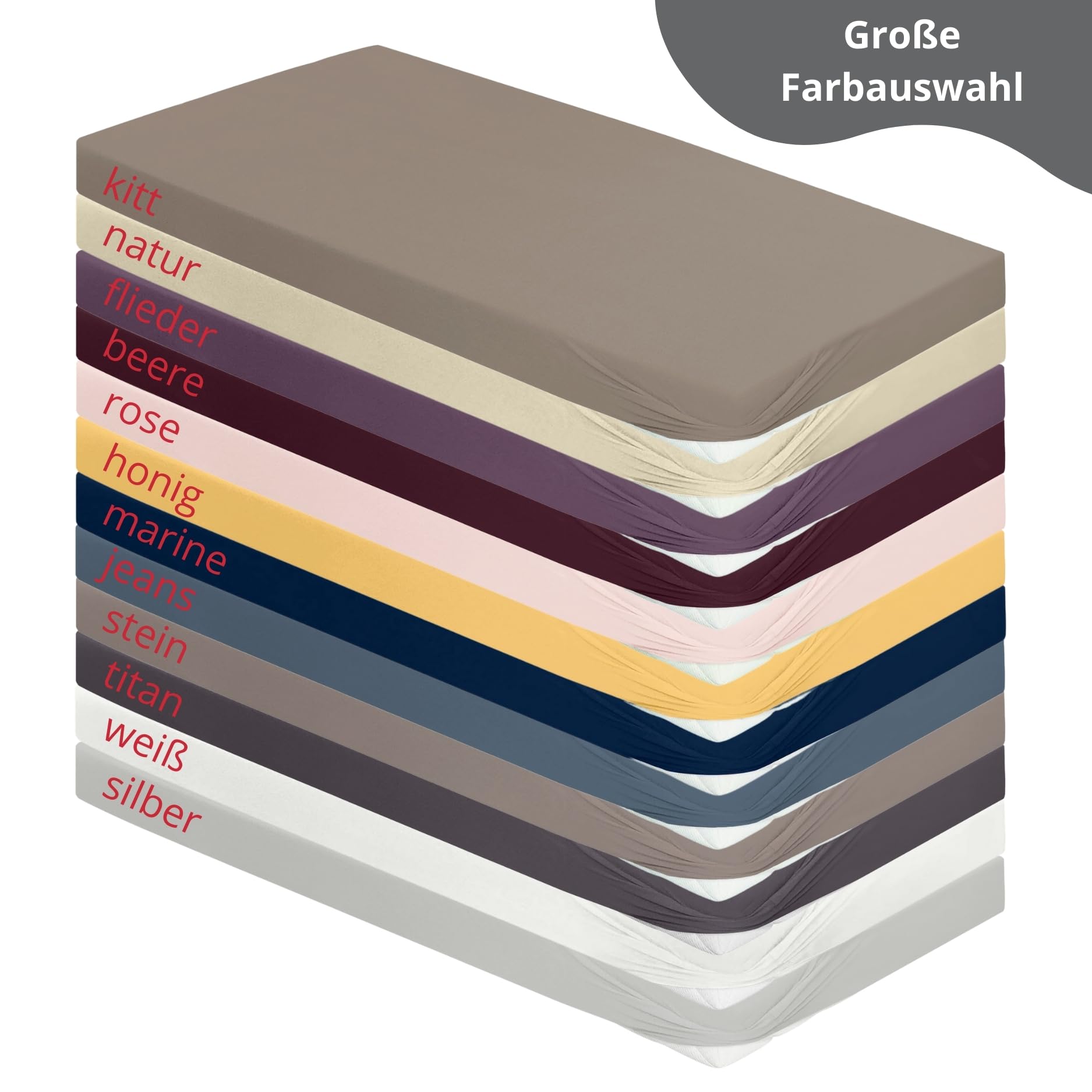 liebling Jersey Elasthan Spannbetttuch 180 x 200-200 x 220 cm, Spannbettlaken aus 95% Baumwolle, 5% Elasthan für Matratzen bis 30 cm Höhe, Rundum Gummizug, Ökotex, waschbar 60 Grad, Silber