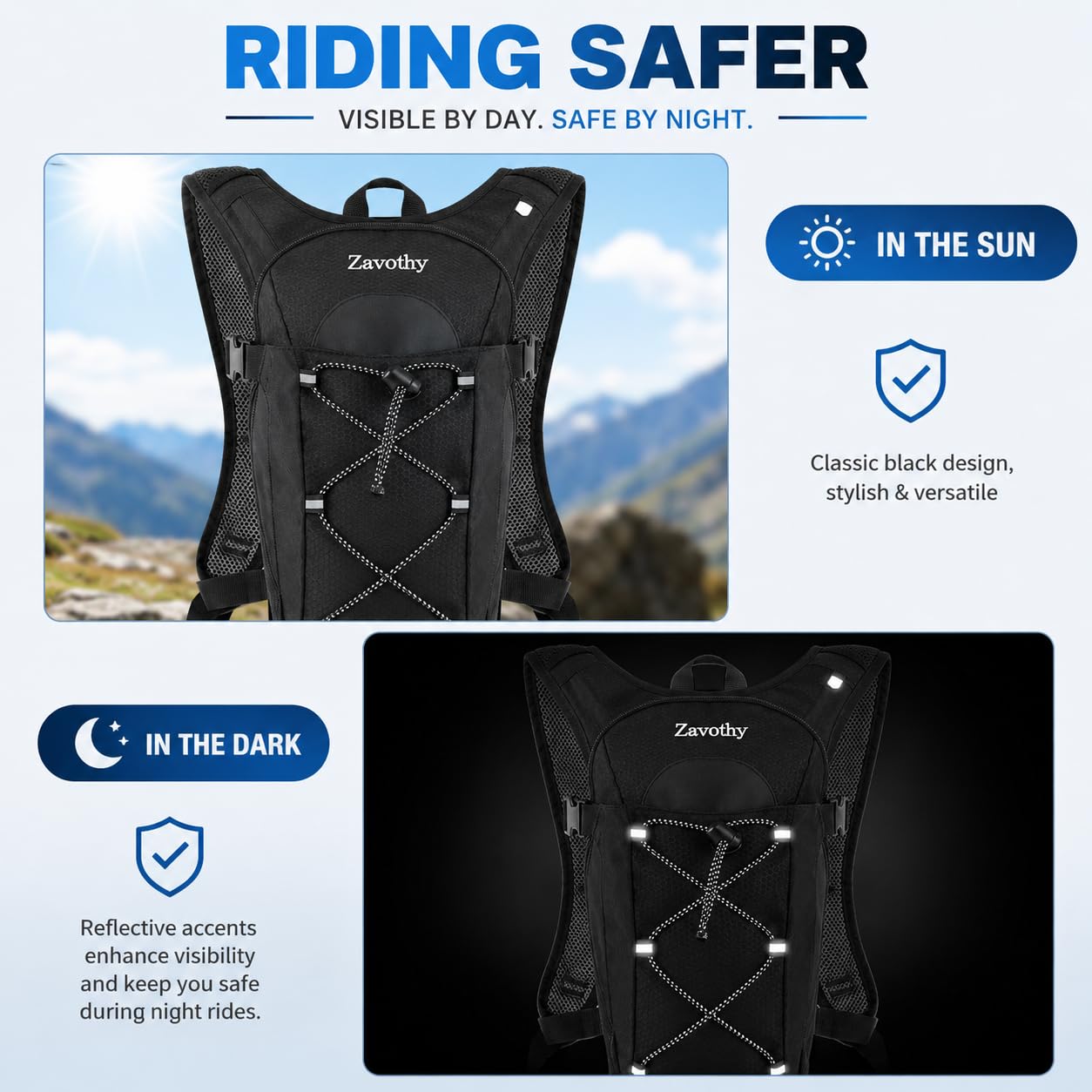 Zavothy Sac à Dos d'hydratation avec vessie d'hydratation 2L, Sac hydratation Running, Sac à Dos de Sport pour Hommes et Femmes pour la Course à Pied, Le Cyclisme et la randonnée, San BPA